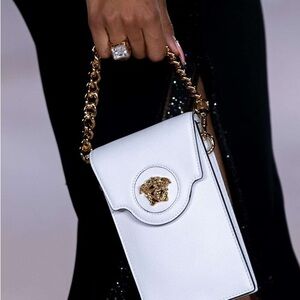 Authentic new Versace White Leather Chain Bag